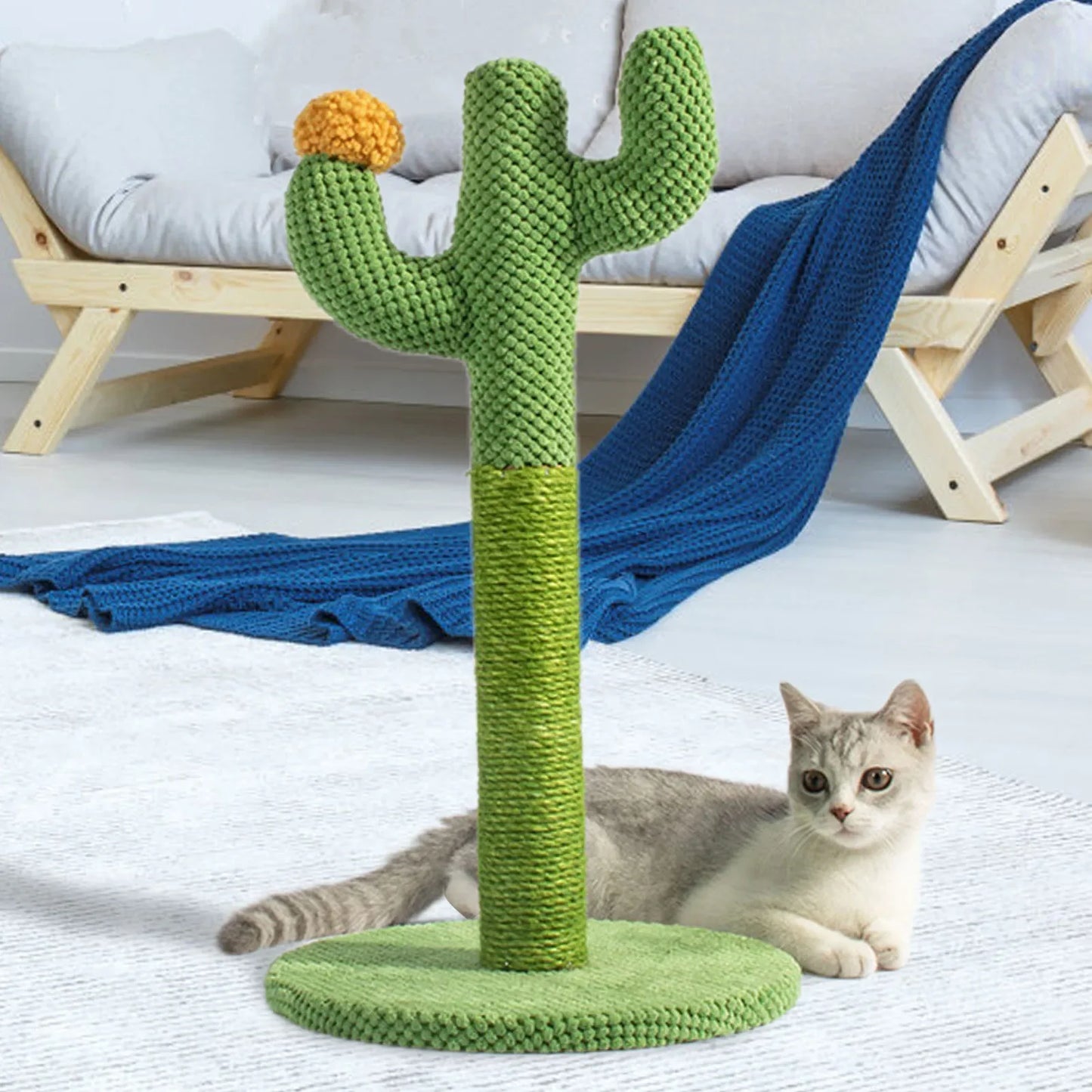 Cat Scratcher Post Sisal Rope Post Cactus Shape Cat Tree for Scratching Cat Tower With Plush Ball Toy Climb Tool