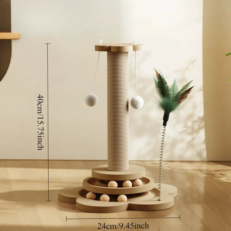 Cat Scratch Pole Sisal Cats Scratcher Turntable Cat Scratch Board Toy High-density Cats Grab Column Pet Supplies Climbing Frame