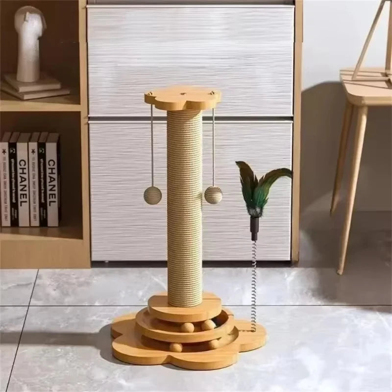 Cat Scratch Pole Sisal Cats Scratcher Turntable Cat Scratch Board Toy High-density Cats Grab Column Pet Supplies Climbing Frame
