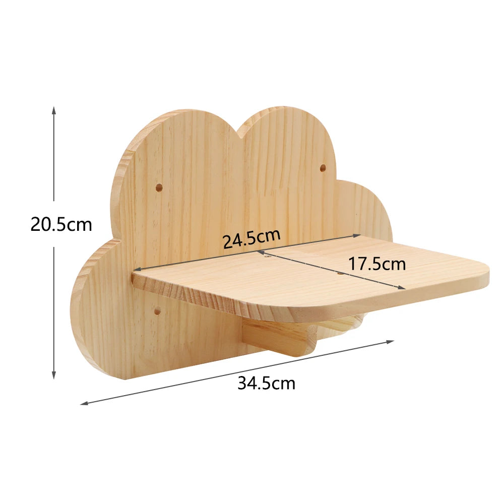 Cat Tree Wall Mounted Cat Climbing Wood Shelves Cat Jumping Platform or Hammock with Stairway for Kitten Playground Furniture