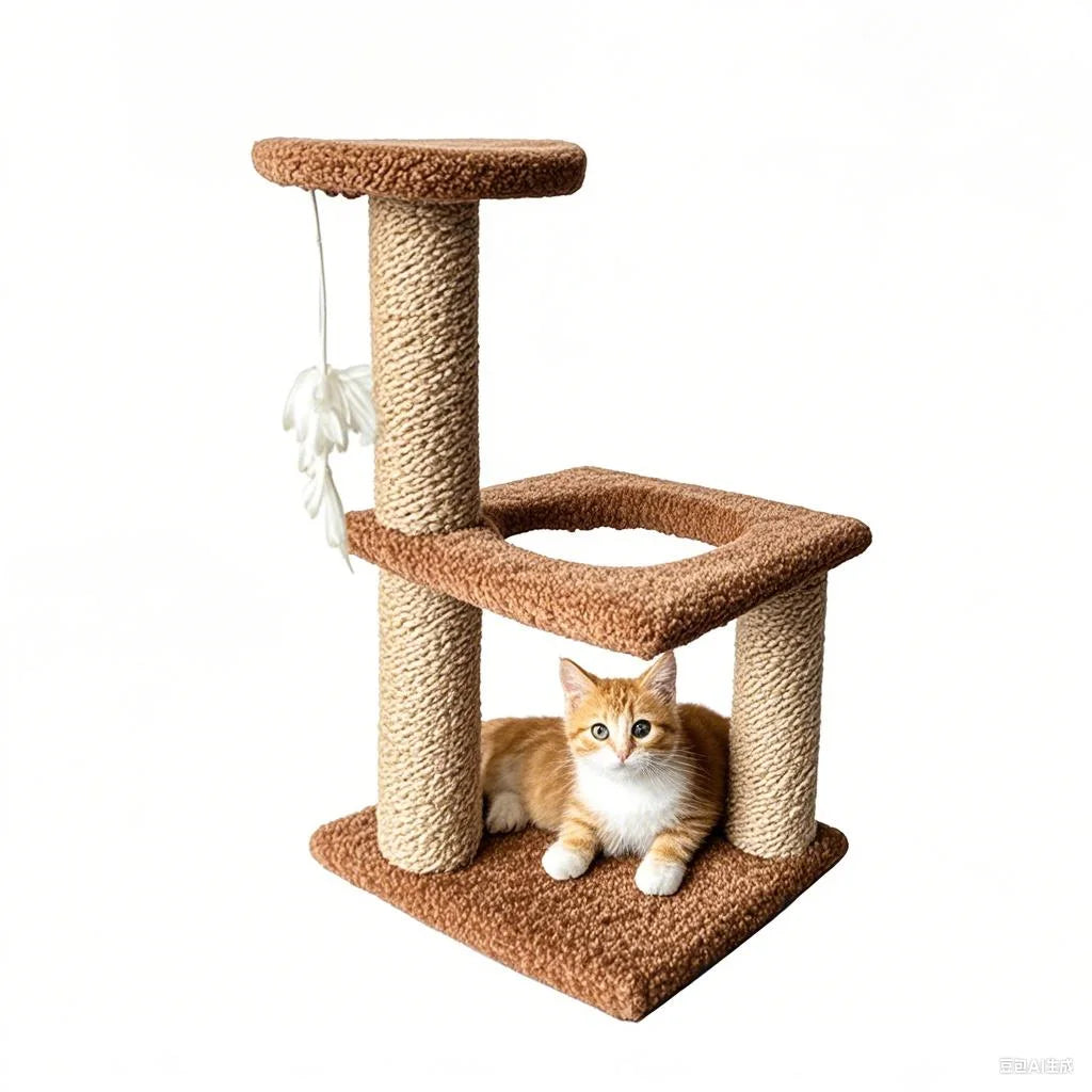 Small Cat Tree With Sisal Scratching Pole Interactive Toys for Indoor Cats Scratching Post Easy Installation Tower for Small Cat