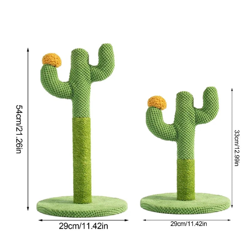 Cat Scratcher Post Sisal Rope Post Cactus Shape Cat Tree for Scratching Cat Tower With Plush Ball Toy Climb Tool