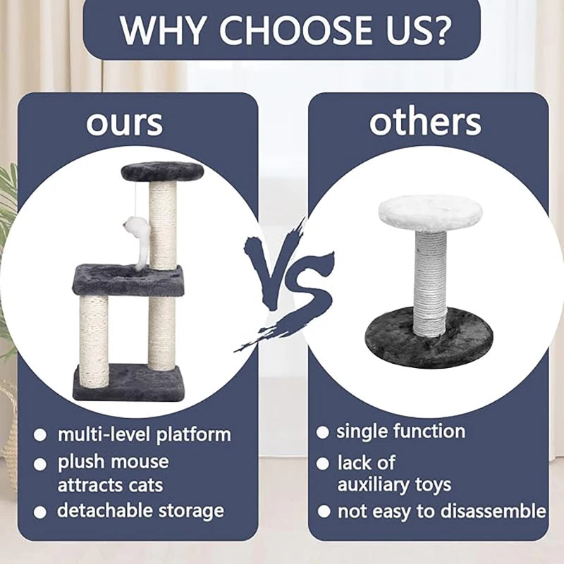 Small Cat Tree With Sisal Scratching Pole Interactive Toys for Indoor Cats Scratching Post Easy Installation Tower for Small Cat