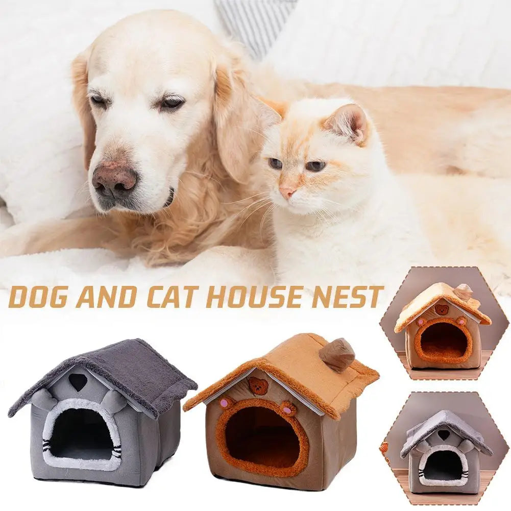 Foldable Dog House Kennel Bed Mat For Small Medium Dogs Cats Winter Warm Cat Bed Nest Pet Products Basket Pets Puppy Cave Sofa