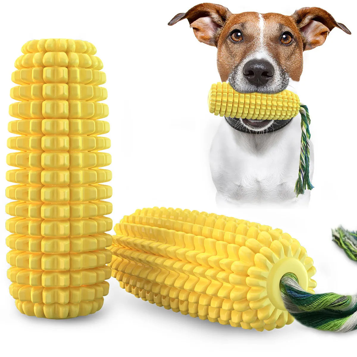 Dog Chew Toys for Aggressive Chewers, Tough Durable Squeaky Interactive Dog Toys, Puppy Teeth Chew Corn Stick Toy for Small Larg