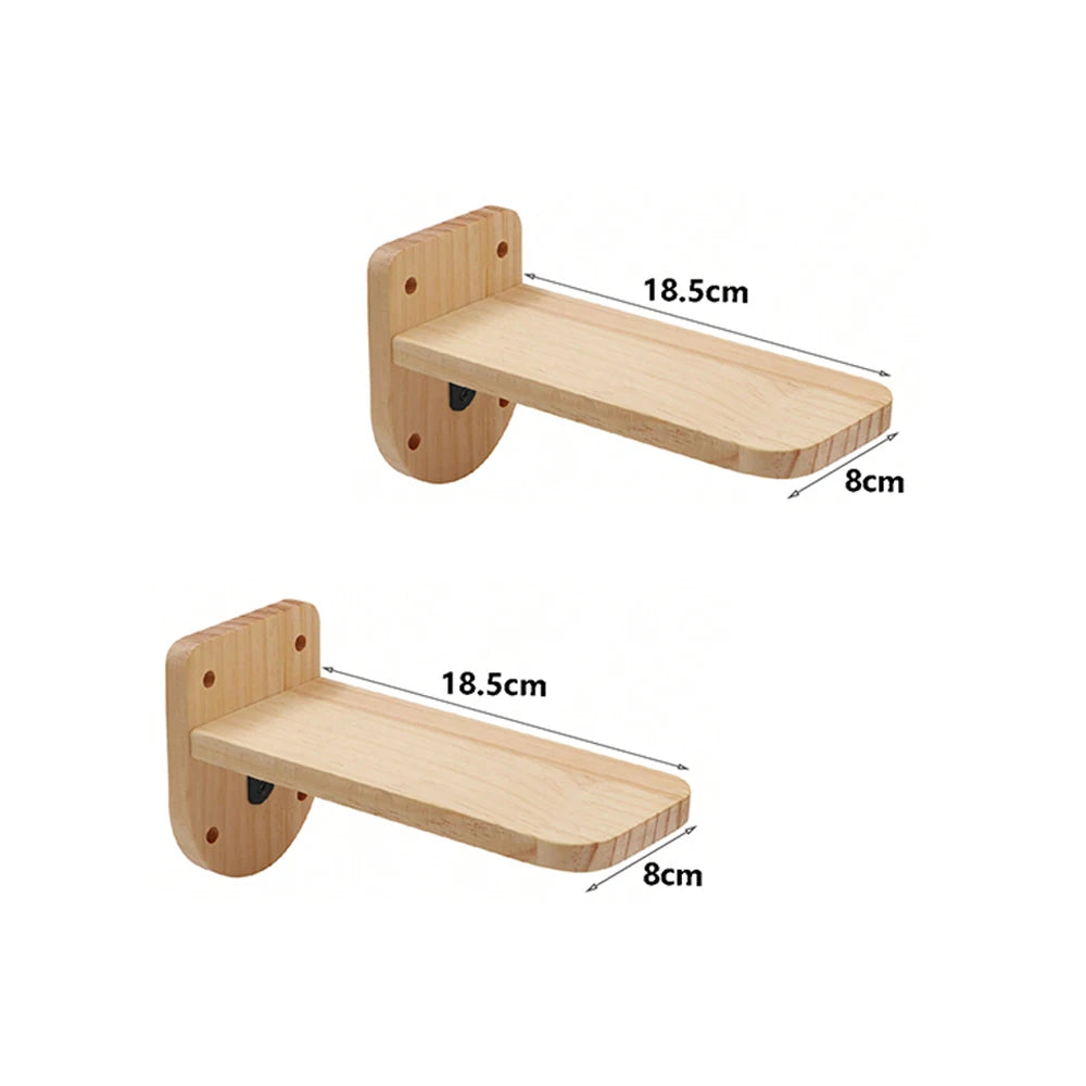 Cat Tree Wall Mounted Cat Climbing Wood Shelves Cat Jumping Platform or Hammock with Stairway for Kitten Playground Furniture