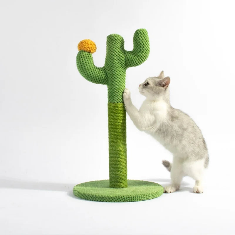 Cat Scratcher Post Sisal Rope Post Cactus Shape Cat Tree for Scratching Cat Tower With Plush Ball Toy Climb Tool