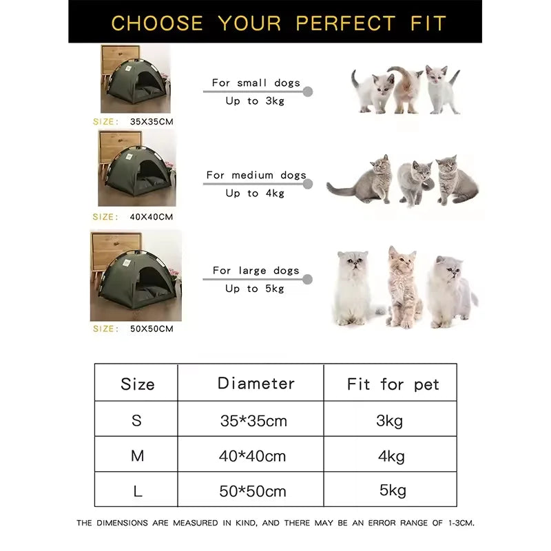 Pet Dog Tent House Floral Print Enclosed Cat Tent Bed Indoor Folding Portable Comfortable Kitten Bed Kennel For Small Pets