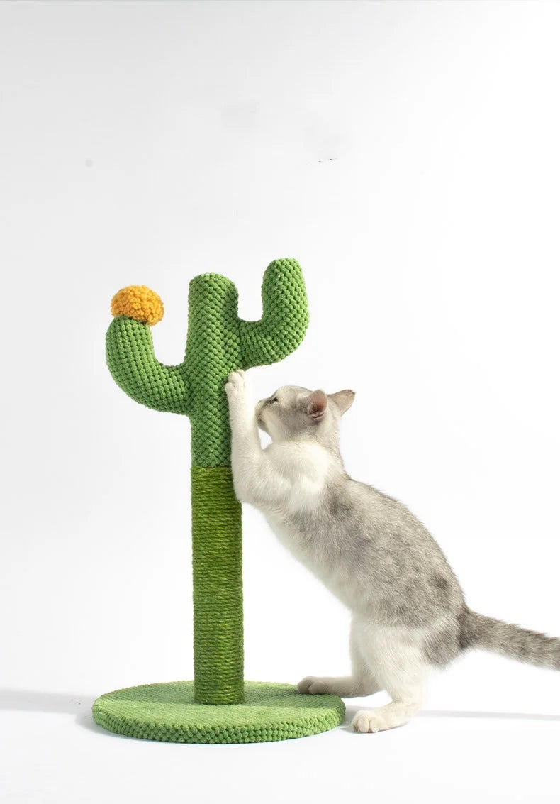 Cat Scratcher Post Sisal Rope Post Cactus Shape Cat Tree for Scratching Cat Tower With Plush Ball Toy Climb Tool