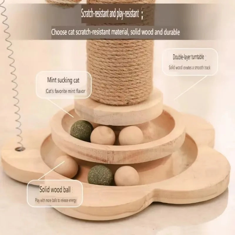 Cat Scratch Pole Sisal Cats Scratcher Turntable Cat Scratch Board Toy High-density Cats Grab Column Pet Supplies Climbing Frame