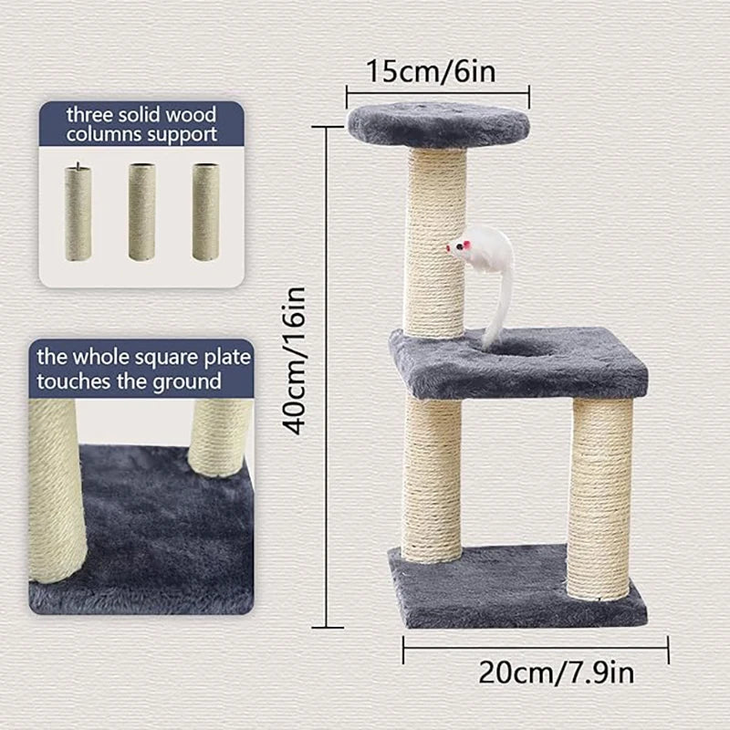 Small Cat Tree With Sisal Scratching Pole Interactive Toys for Indoor Cats Scratching Post Easy Installation Tower for Small Cat