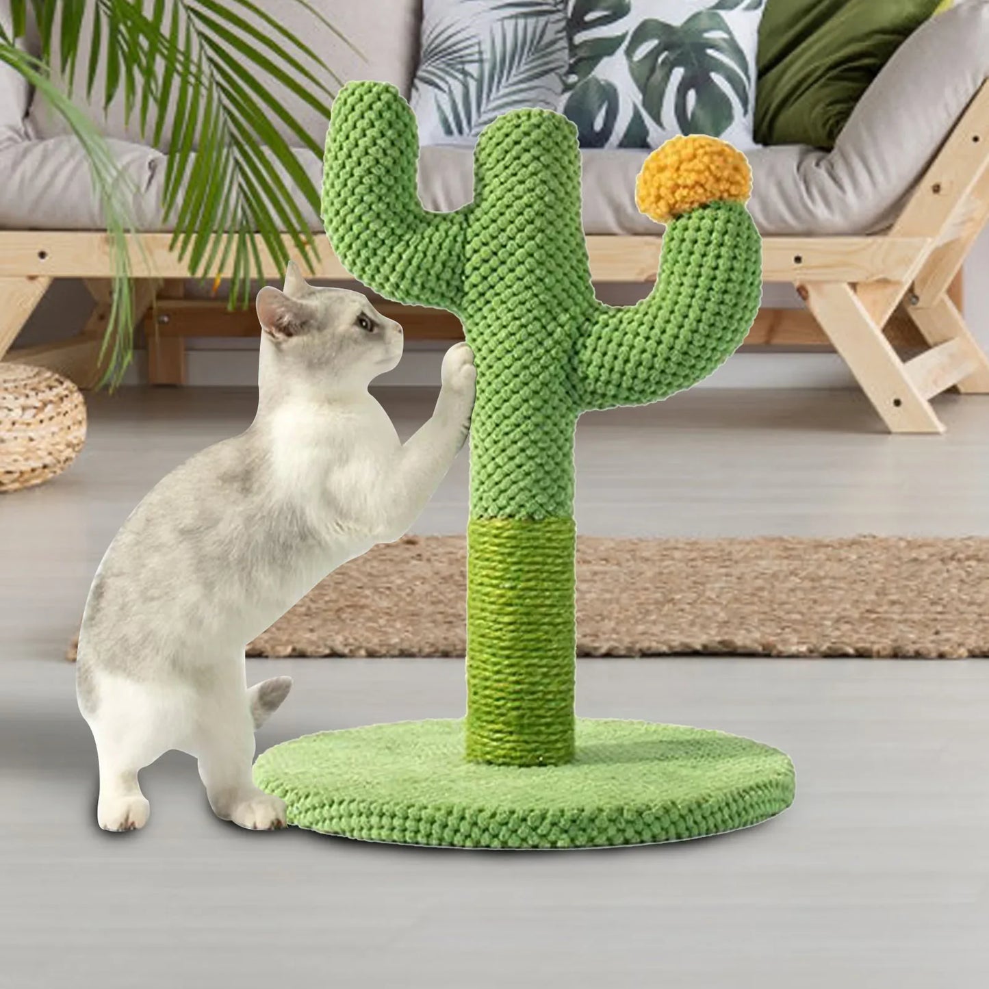 Cat Scratcher Post Sisal Rope Post Cactus Shape Cat Tree for Scratching Cat Tower With Plush Ball Toy Climb Tool