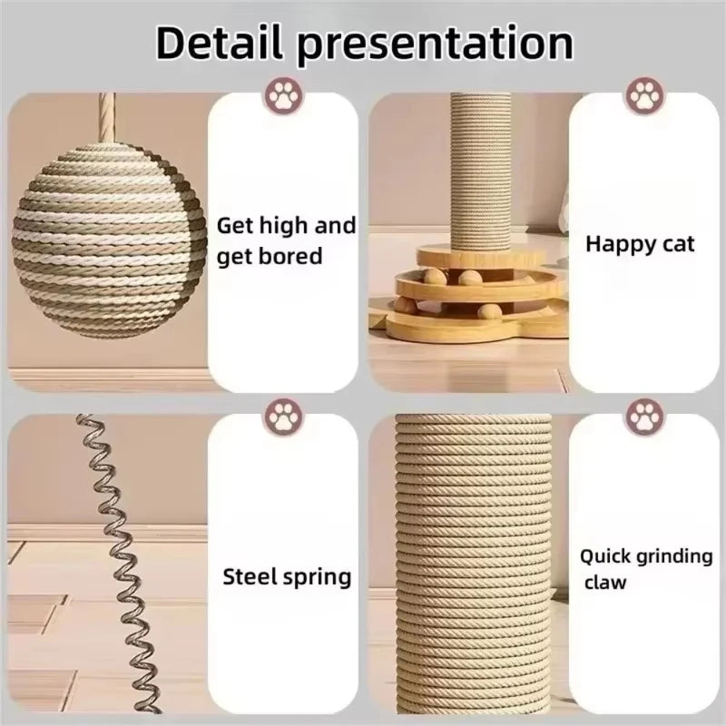 Cat Scratch Pole Sisal Cats Scratcher Turntable Cat Scratch Board Toy High-density Cats Grab Column Pet Supplies Climbing Frame