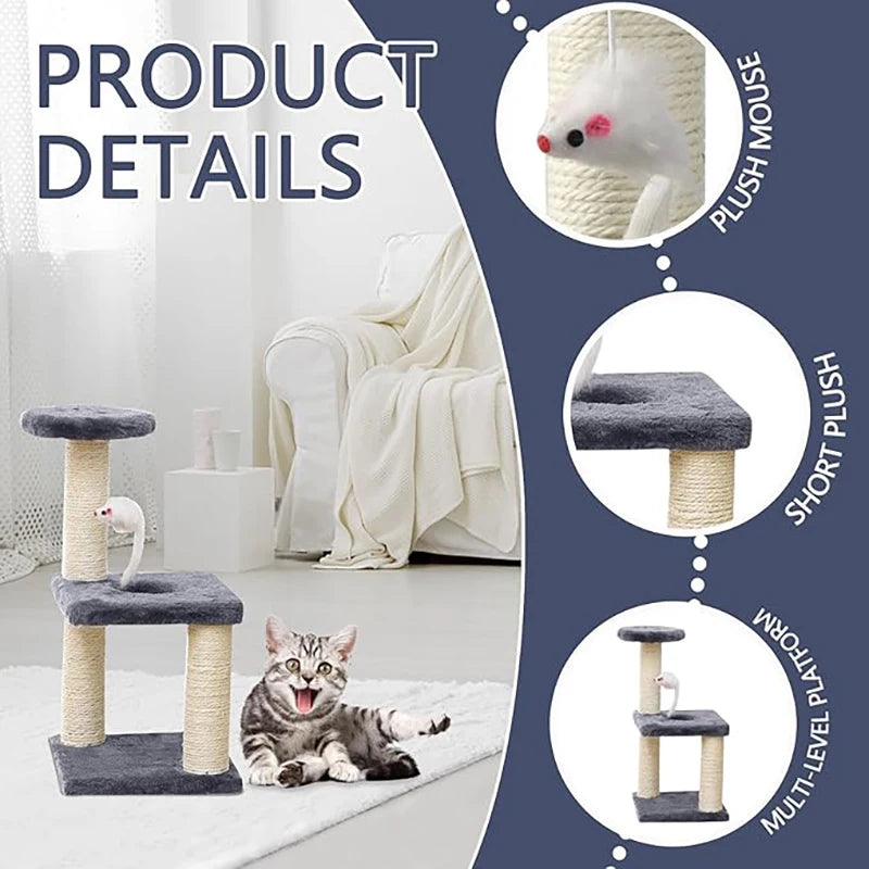 Small Cat Tree With Sisal Scratching Pole Interactive Toys for Indoor Cats Scratching Post Easy Installation Tower for Small Cat