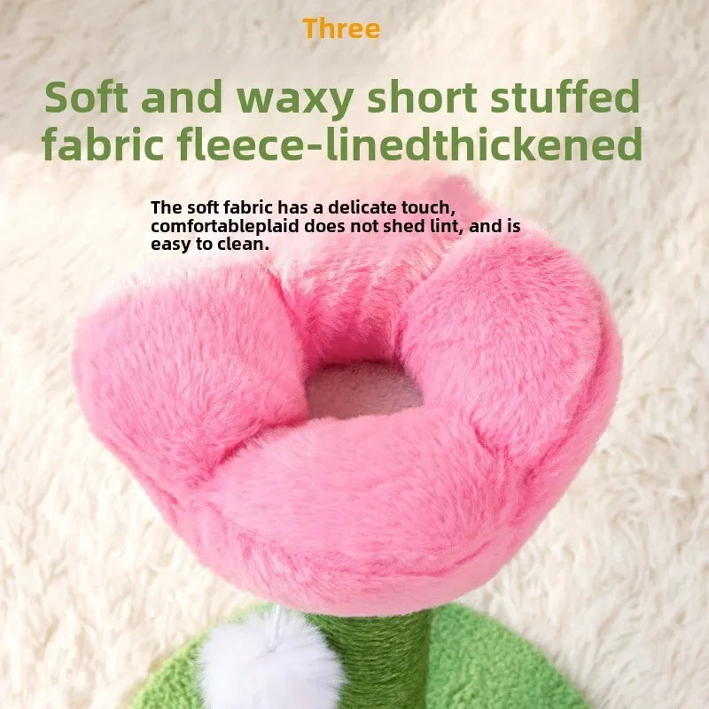 Tulip Shaped Cat Tower Scratching Column Sisal Cat Scratching Board Cute Ins Kitten Teasing Toys Cat Tree House Pet Supplies