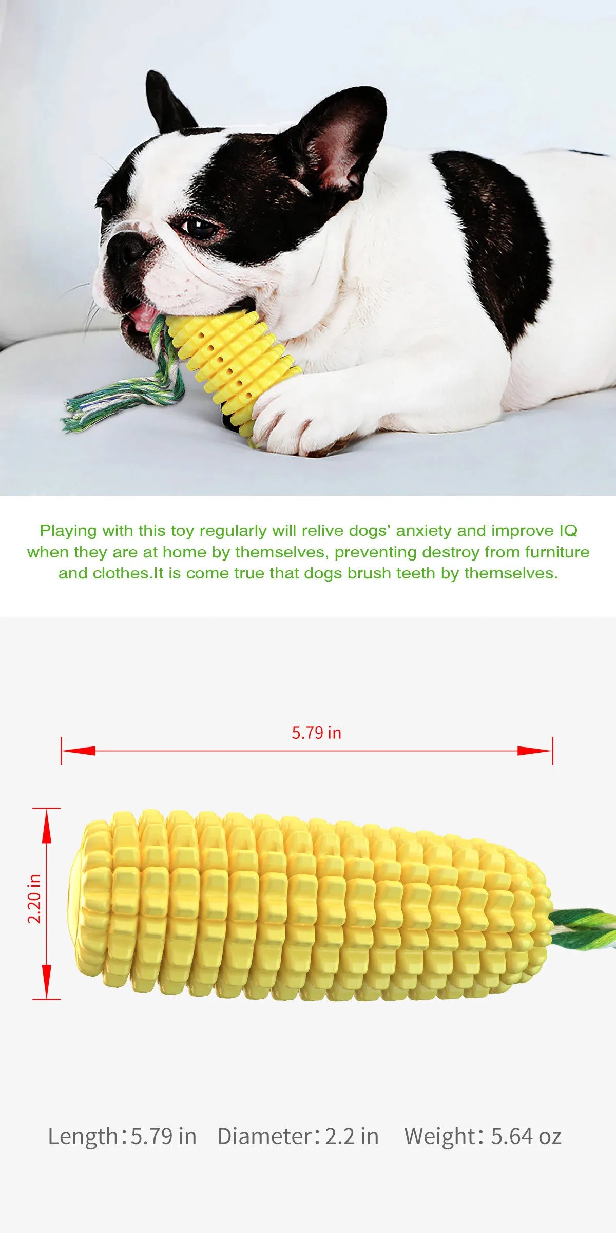 Dog Chew Toys for Aggressive Chewers, Tough Durable Squeaky Interactive Dog Toys, Puppy Teeth Chew Corn Stick Toy for Small Larg