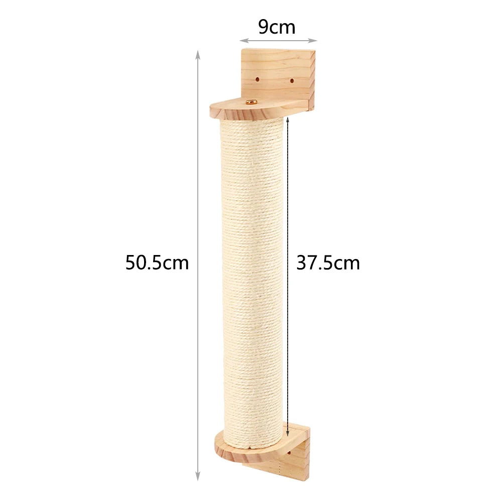 Cat Tree Wall Mounted Cat Climbing Wood Shelves Cat Jumping Platform or Hammock with Stairway for Kitten Playground Furniture