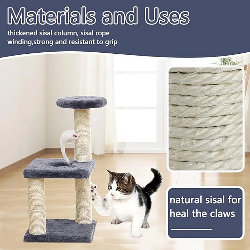 Small Cat Tree With Sisal Scratching Pole Interactive Toys for Indoor Cats Scratching Post Easy Installation Tower for Small Cat