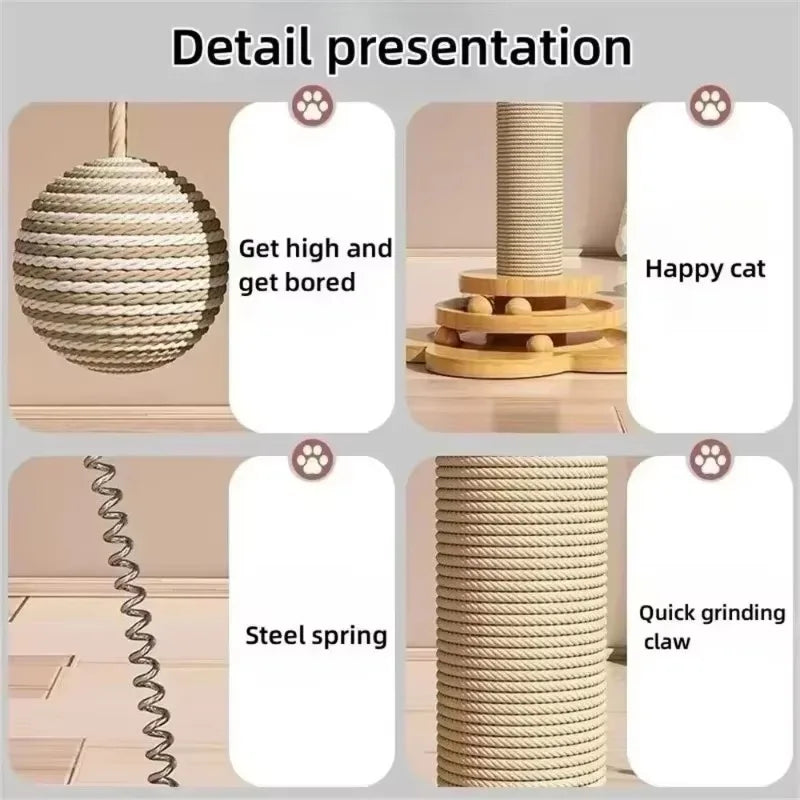 Cat Scratch Pole Sisal Cats Scratcher Turntable Cat Scratch Board Toy High-density Cats Grab Column Pet Supplies Climbing Frame