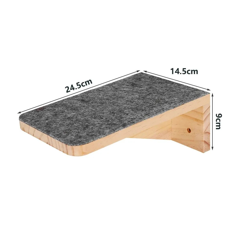 Cat Tree Wall Mounted Cat Climbing Wood Shelves Cat Jumping Platform or Hammock with Stairway for Kitten Playground Furniture