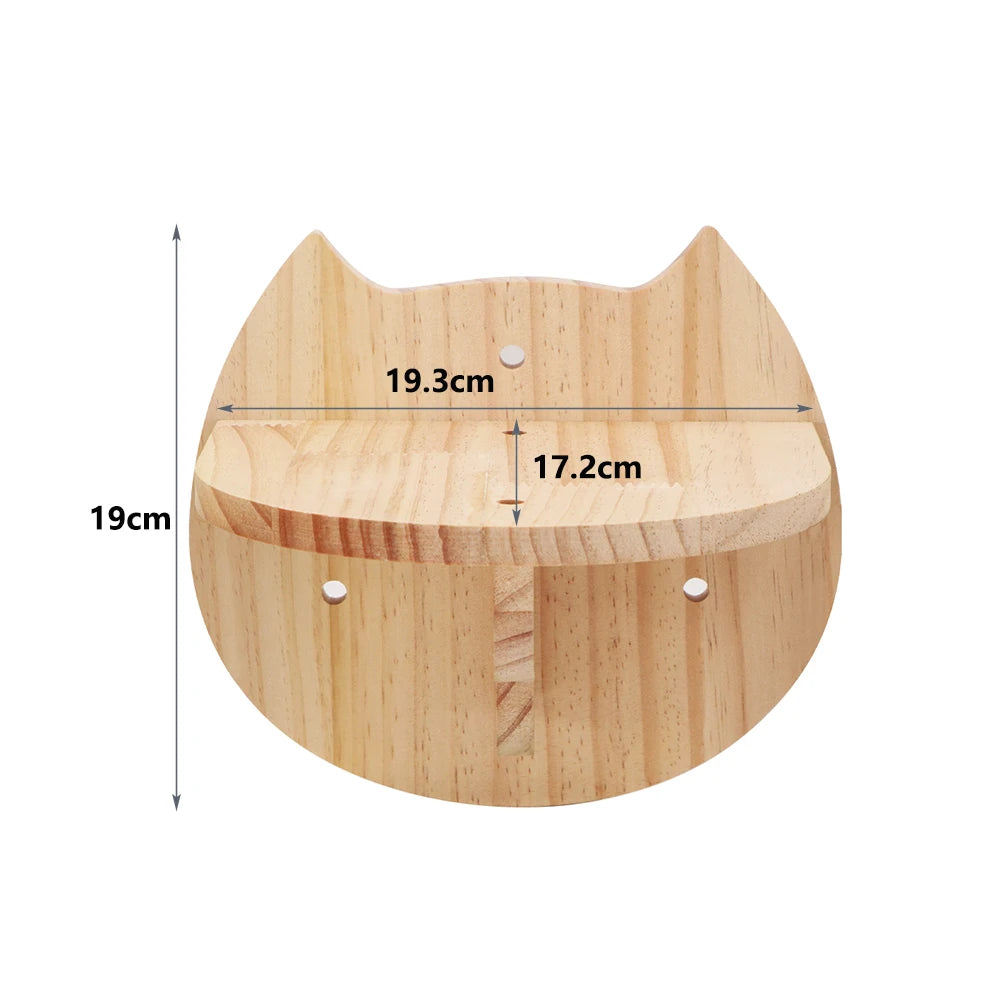 Cat Tree Wall Mounted Cat Climbing Wood Shelves Cat Jumping Platform or Hammock with Stairway for Kitten Playground Furniture