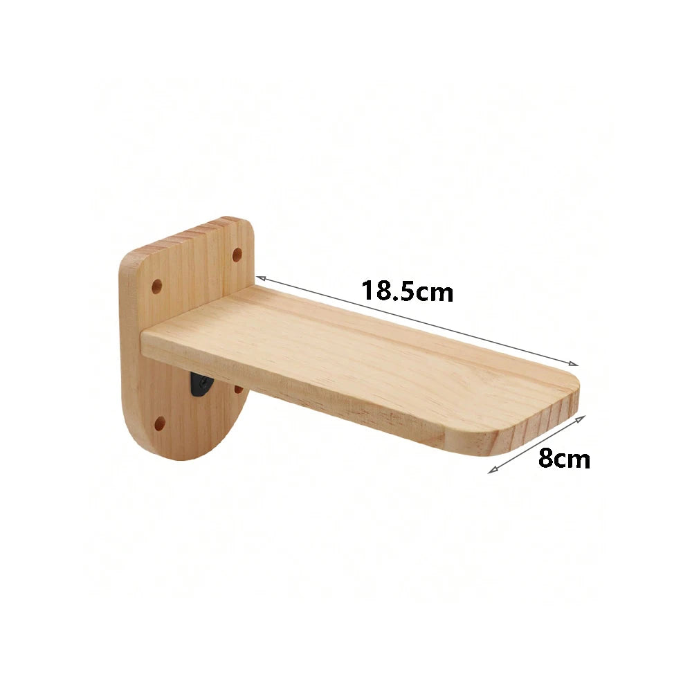 Cat Tree Wall Mounted Cat Climbing Wood Shelves Cat Jumping Platform or Hammock with Stairway for Kitten Playground Furniture