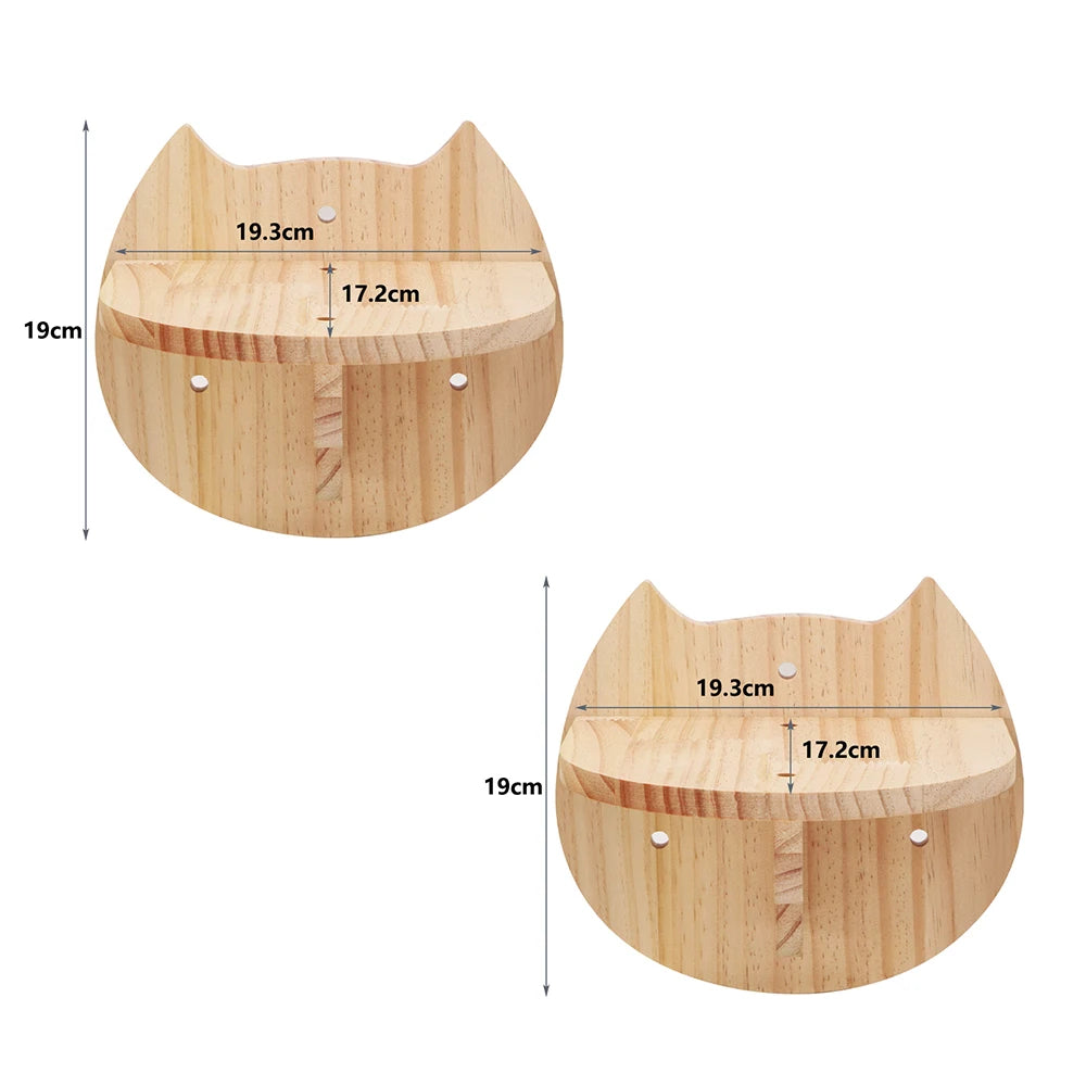 Cat Tree Wall Mounted Cat Climbing Wood Shelves Cat Jumping Platform or Hammock with Stairway for Kitten Playground Furniture