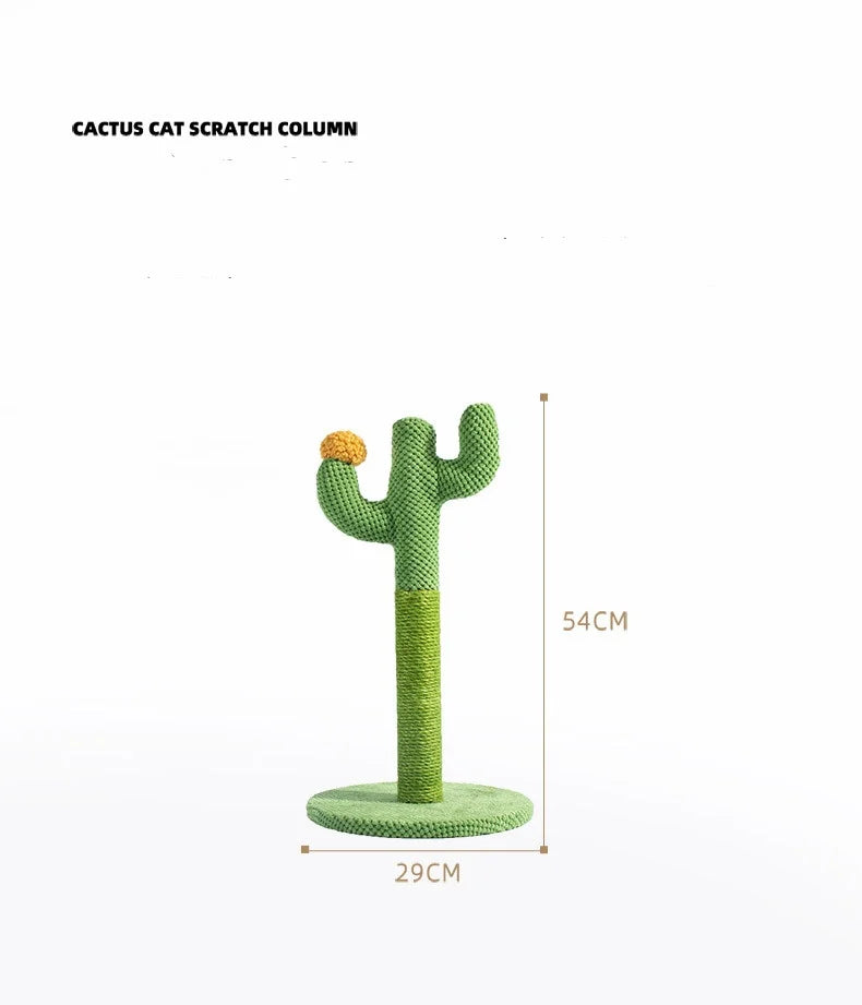 Cat Scratcher Post Sisal Rope Post Cactus Shape Cat Tree for Scratching Cat Tower With Plush Ball Toy Climb Tool