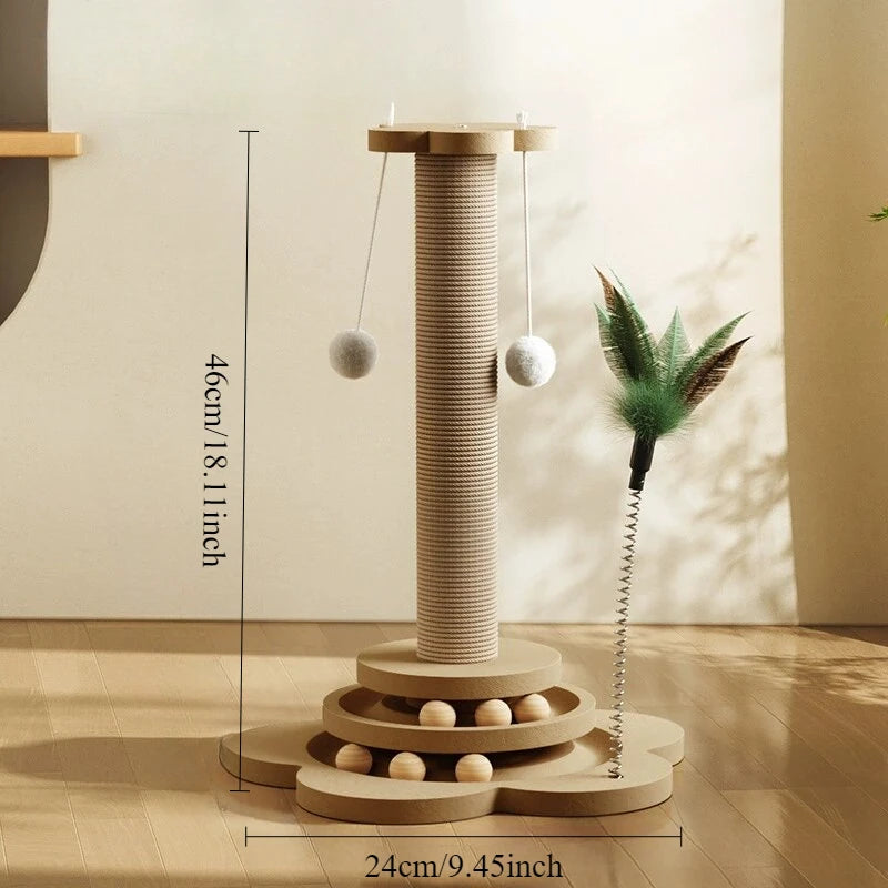 Cat Scratch Pole Sisal Cats Scratcher Turntable Cat Scratch Board Toy High-density Cats Grab Column Pet Supplies Climbing Frame