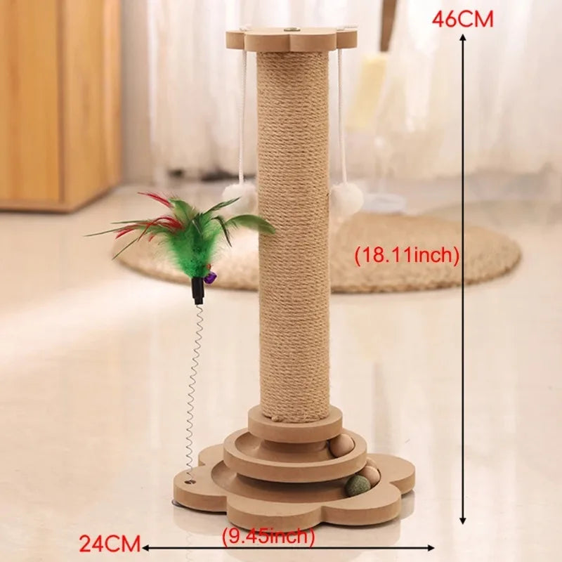 Cat Scratch Pole Sisal Cats Scratcher Turntable Cat Scratch Board Toy High-density Cats Grab Column Pet Supplies Climbing Frame