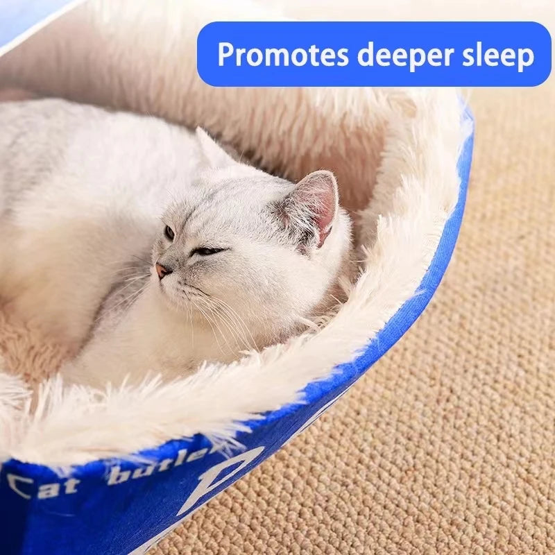 Fully Enclosed Biscuit Box Pet Cat Bed Rectangular Pull Out Snack Kitten Cat House Cushion Cave with Zipper