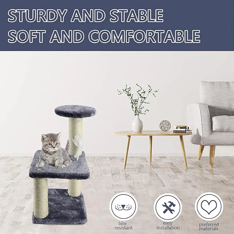 Small Cat Tree With Sisal Scratching Pole Interactive Toys for Indoor Cats Scratching Post Easy Installation Tower for Small Cat