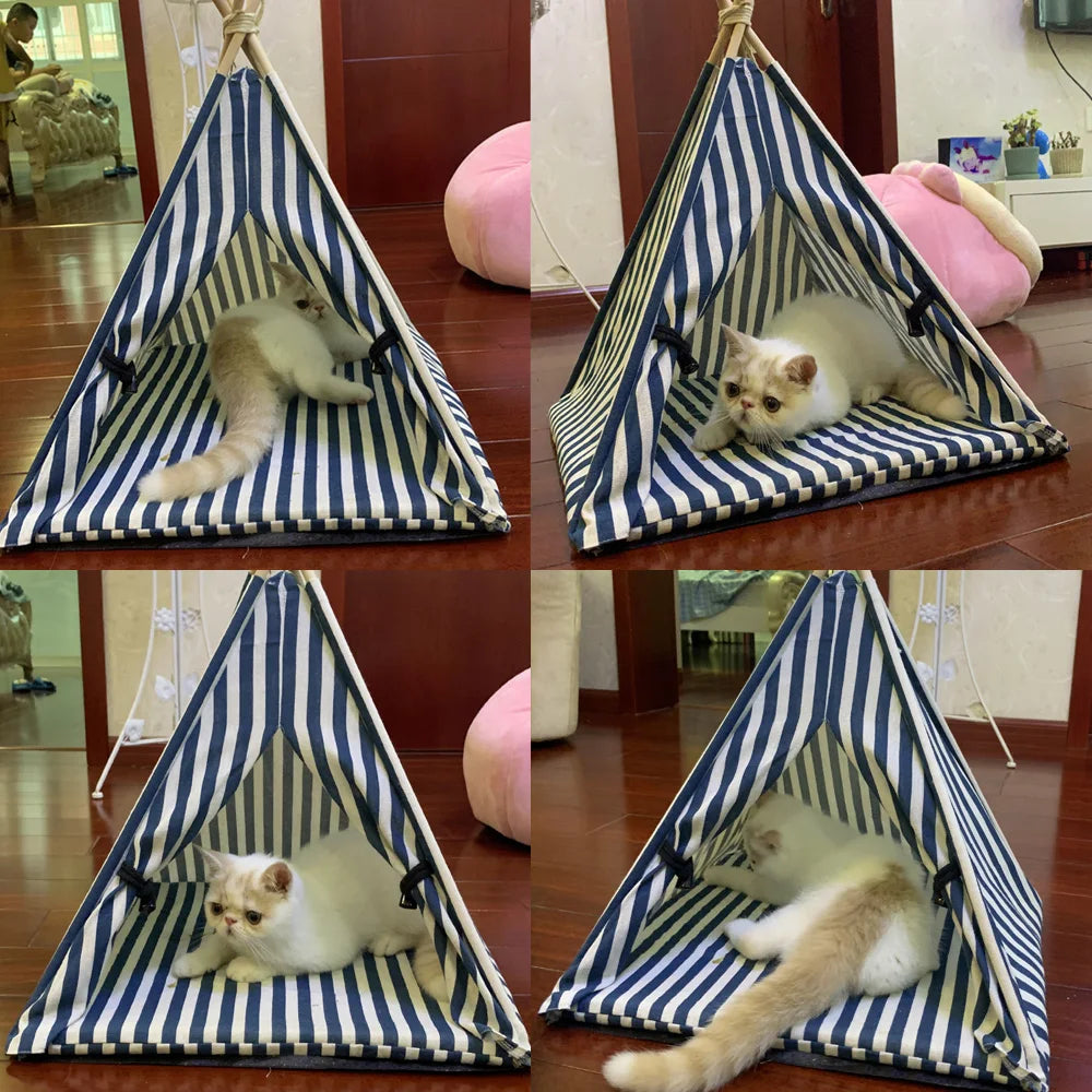 Pet Tent for Cat/Dog Bed Portable Teepee Outdoor Indoor Portable Linen Pet Dog Tent