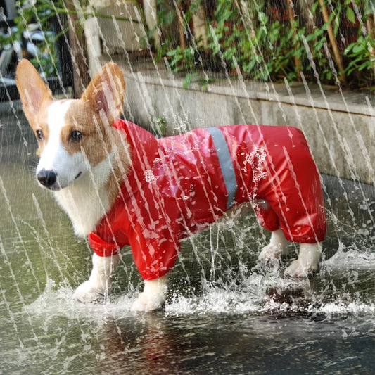 Pet Dog Waterproof Raincoat Jumpsuit Reflective Rain Coat Sunscreen Dog Outdoor Clothes Jacket for Small Dog Pet Supplies