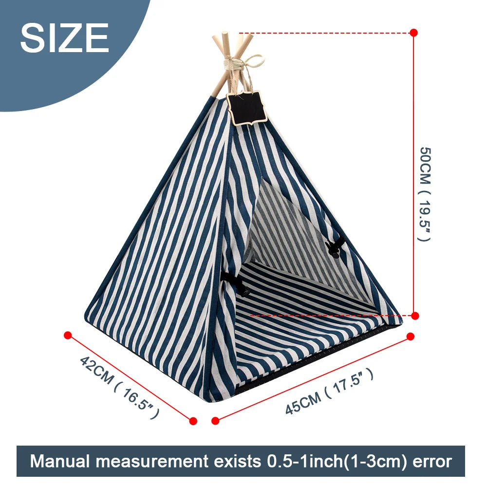 Pet Tent for Cat/Dog Bed Portable Teepee Outdoor Indoor Portable Linen Pet Dog Tent