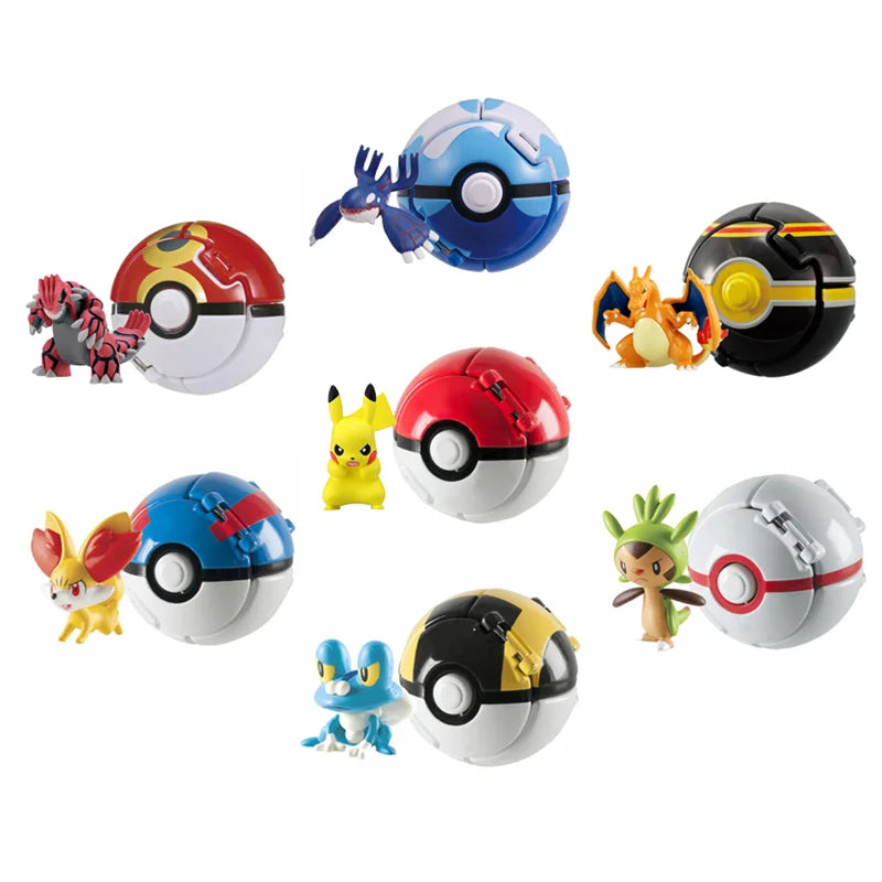 Pokemon Elf Ball Pokeball Anime Figure Cartoons Pikachu Charizard Piplup Kyogre Pocket Monster Pet Anime Action Model Toy Gifts