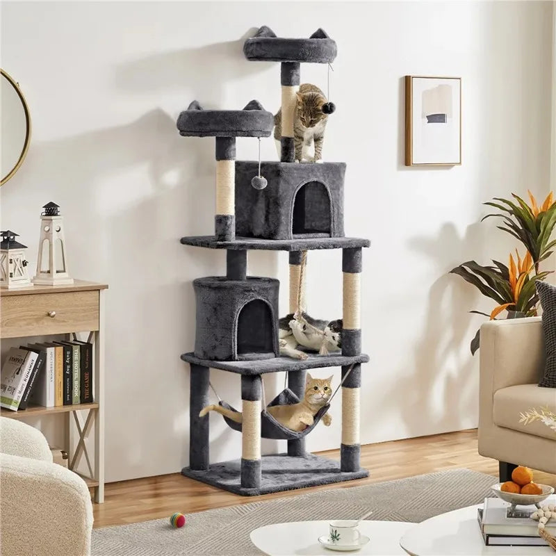 70.5″H Multi Level Cat Tower Tree with 2 Condos & 2 Foam-Padded Perches for Medium/Large Cats