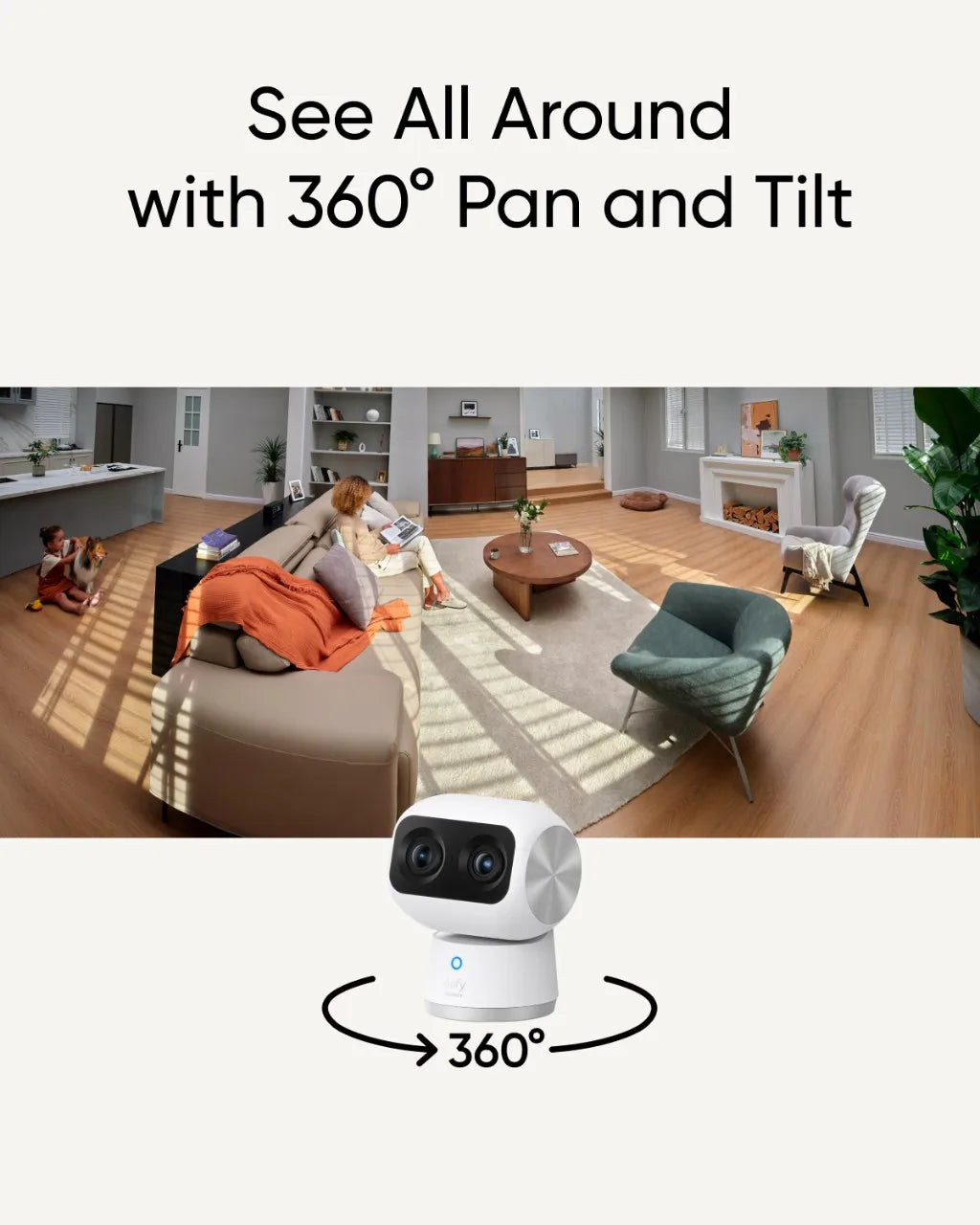 eufy Security Indoor Cam S350 Dual Cameras 4K UHD Resolution Security Camera 8× Zoom 360° PTZ Human/Pet AI Wifi Surveillance cam