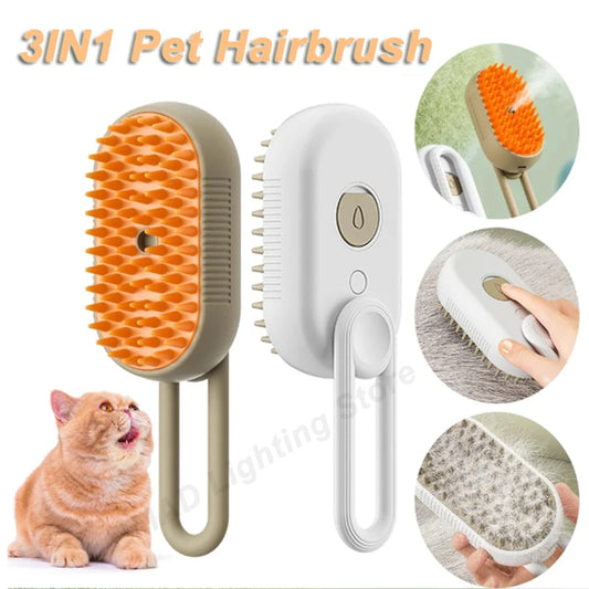 Rechargeable Steam Cat Grooming Brush Steamy To Remove Loose Hair 3 In1 Electric Self Cleaning Spray Dog Brush Massage Pet Combs