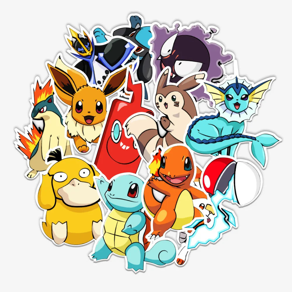 50pcs Pokemon Anime Stickers Pet Elf Sticker Pack Waterproof Phone Case Cute Laptop Skin Kawaii Packaging Stationery