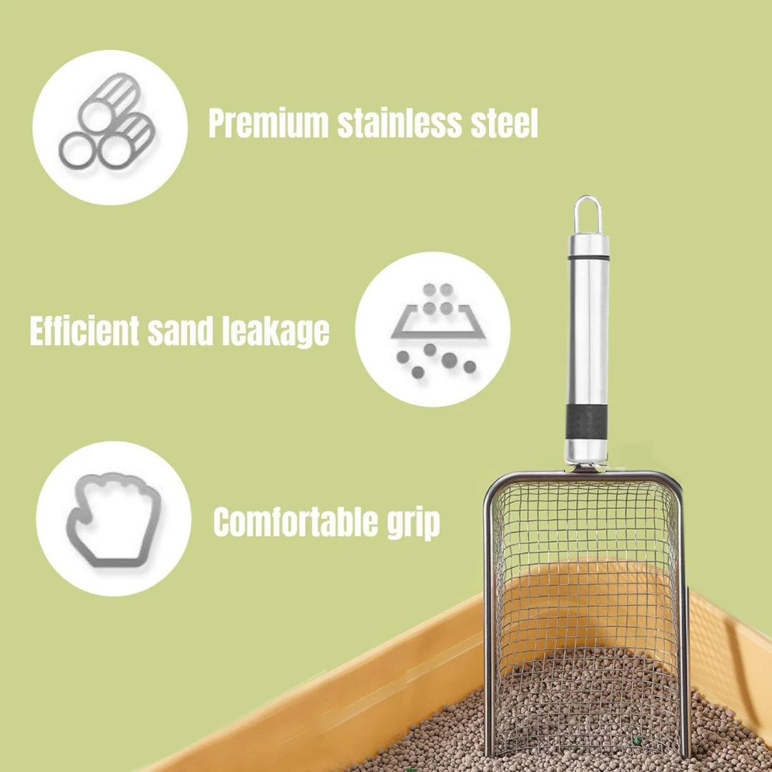 Pet Cleaning Tool Metal Aluminum Alloy Cat Litter Scoop Stainless Steel Durable Handle Pet Poop Shovel