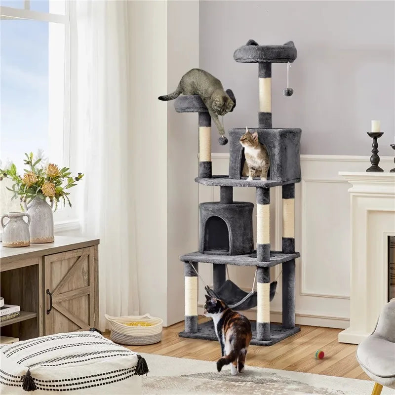 70.5″H Multi Level Cat Tower Tree with 2 Condos & 2 Foam-Padded Perches for Medium/Large Cats