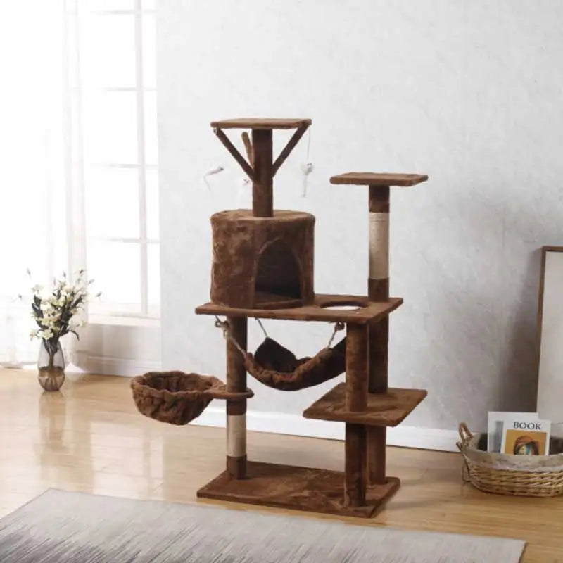 3-6 Layers Large Cat Scratching Tree with Nest Beds & Sisal Rope Cat