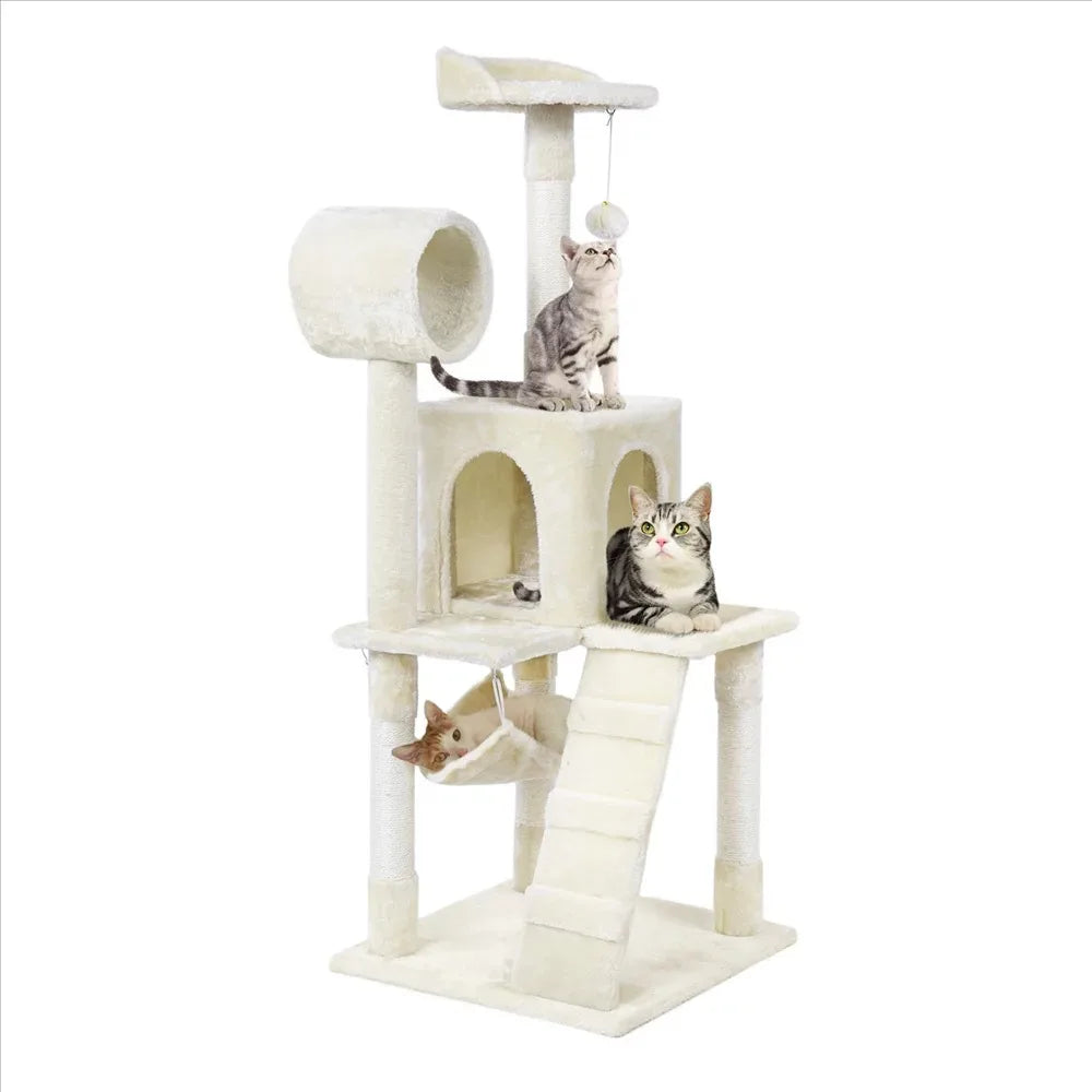 Cat tree and apartment scratching column tower with platform 52.2 inches