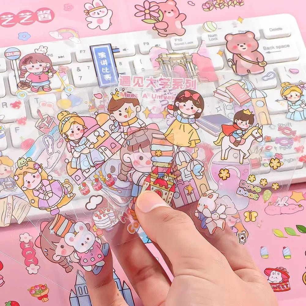 10/100Pcs Kawaii Stickers PET Pattern Cartoon Scrapbooking Cute Sticker DIY Handbook Stickers Decoration Stationery Supplies