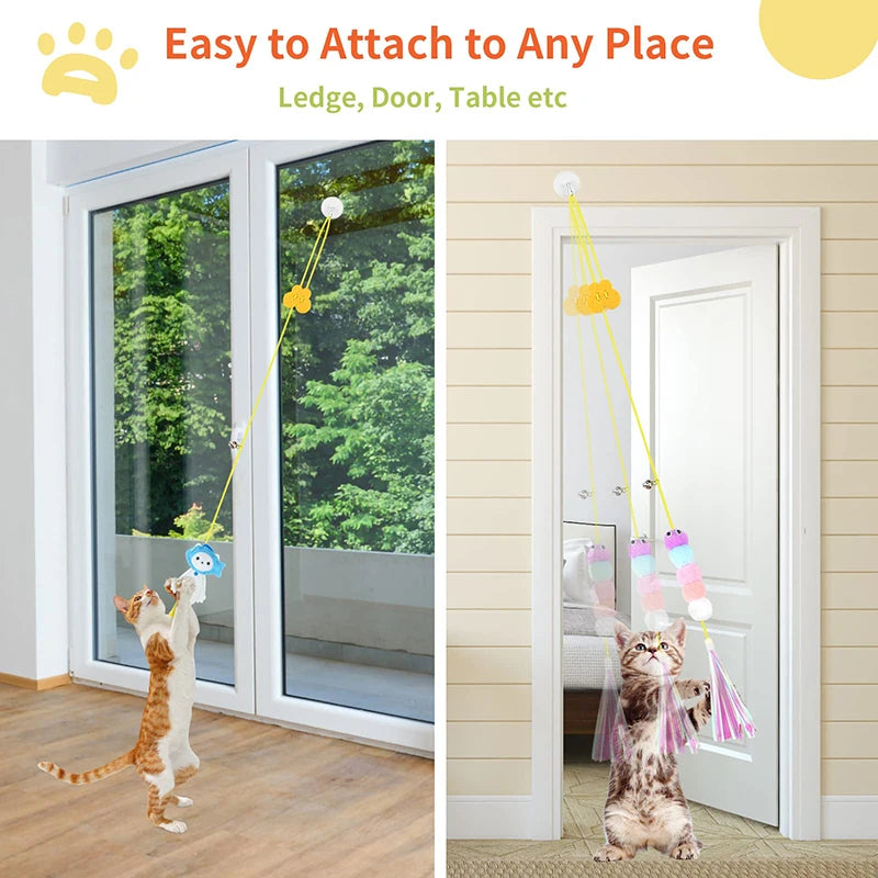 Cat Toys Swing Sticky Disc Elastic Hanging Door Teasing Cat Rope Long Rope Teasing Cat Cat Toy Cat Accessories Pet Kitten Toy