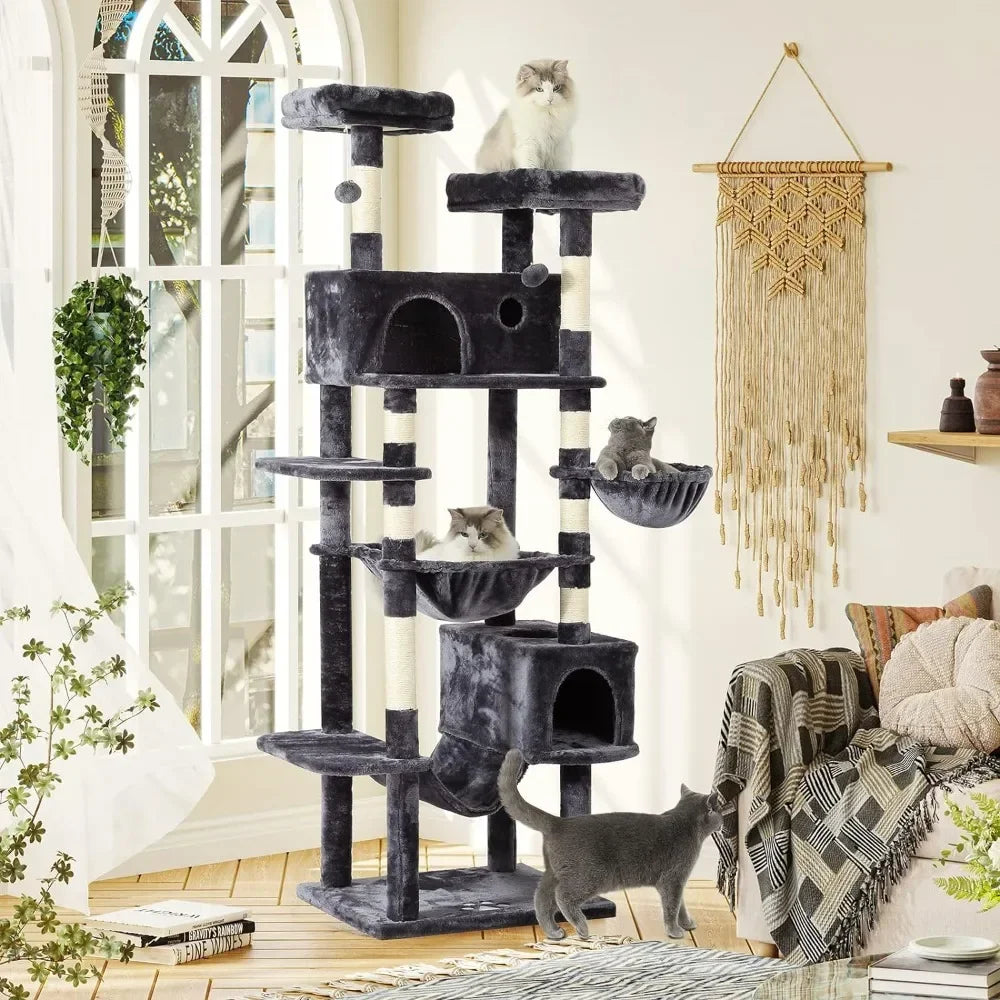 76 inch Tall Cat Tower with 3 Types of Hammocks