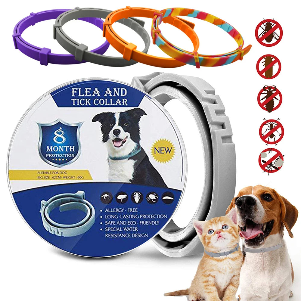 Flea And Tick Collar Silicone Adjustable Dogs Cats Collar 8 Month Protection Anti-mosquitoes Insect Repellent Pet Supplies