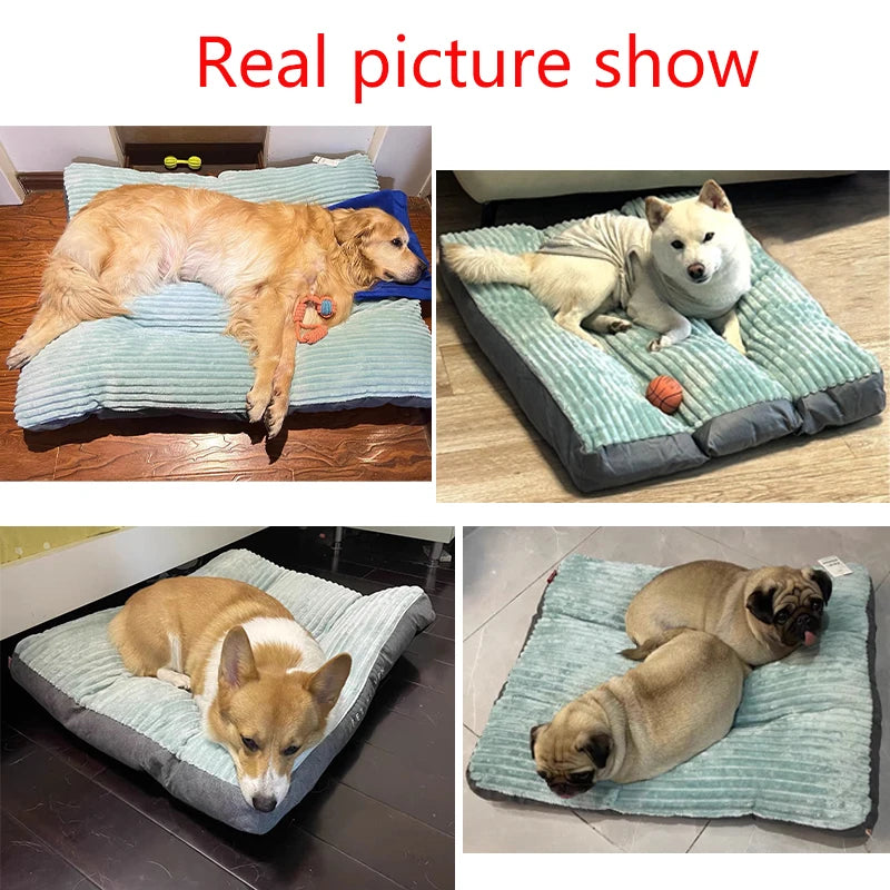 Large Dog Bed Warm Corduroy Pet Kennel Soft Thicken Dog Sleeping Mat Non-slip Detachable Oversize Dogs Sofa Pet Supplies