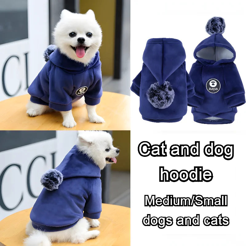 Pet Dog Cat  Clothes Fleece Hooded Hairball Coat Jacket Winter Kitty Small Medium Dogs Cats Cool Pajamas Chihuahua